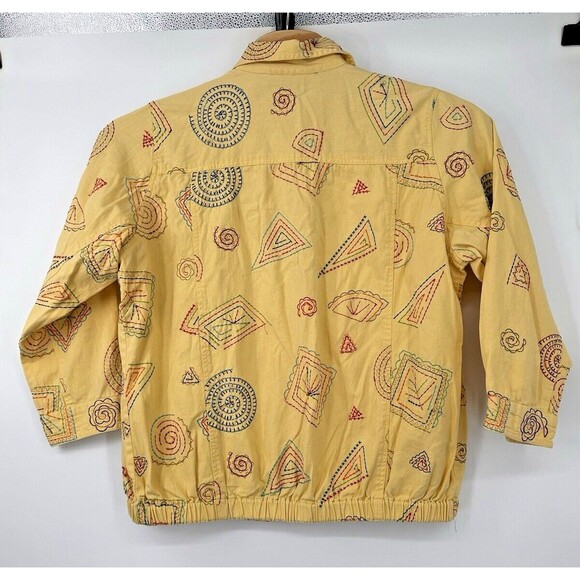 VTG Tantrums Embroidered Floral Boho Hippie  yellow  Jacket Pockets Size 1X  Min - Picture 8 of 11